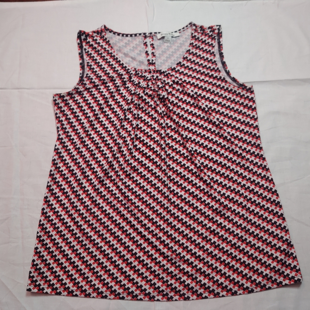 Studio Works Tank Top Women's Small Multicolor Block Sleeveless Round Neck Shirt